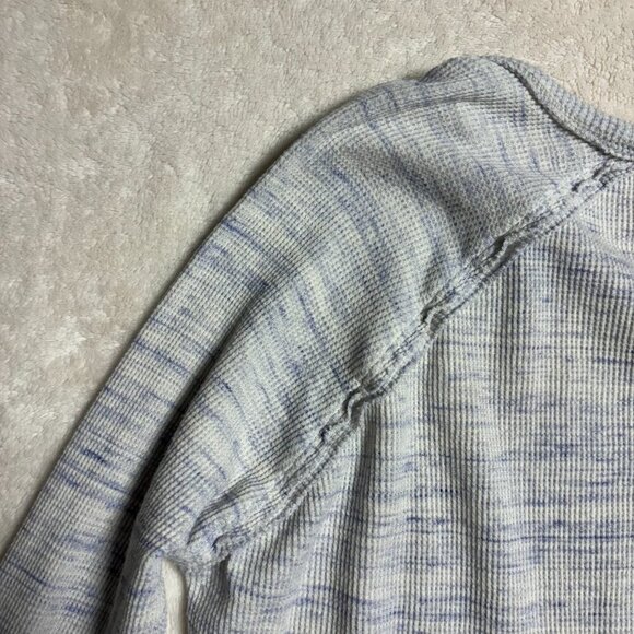 We The Free People Womens Coastline Thermal Henley Small Waffle Peplum Top Blue - Picture 14 of 15